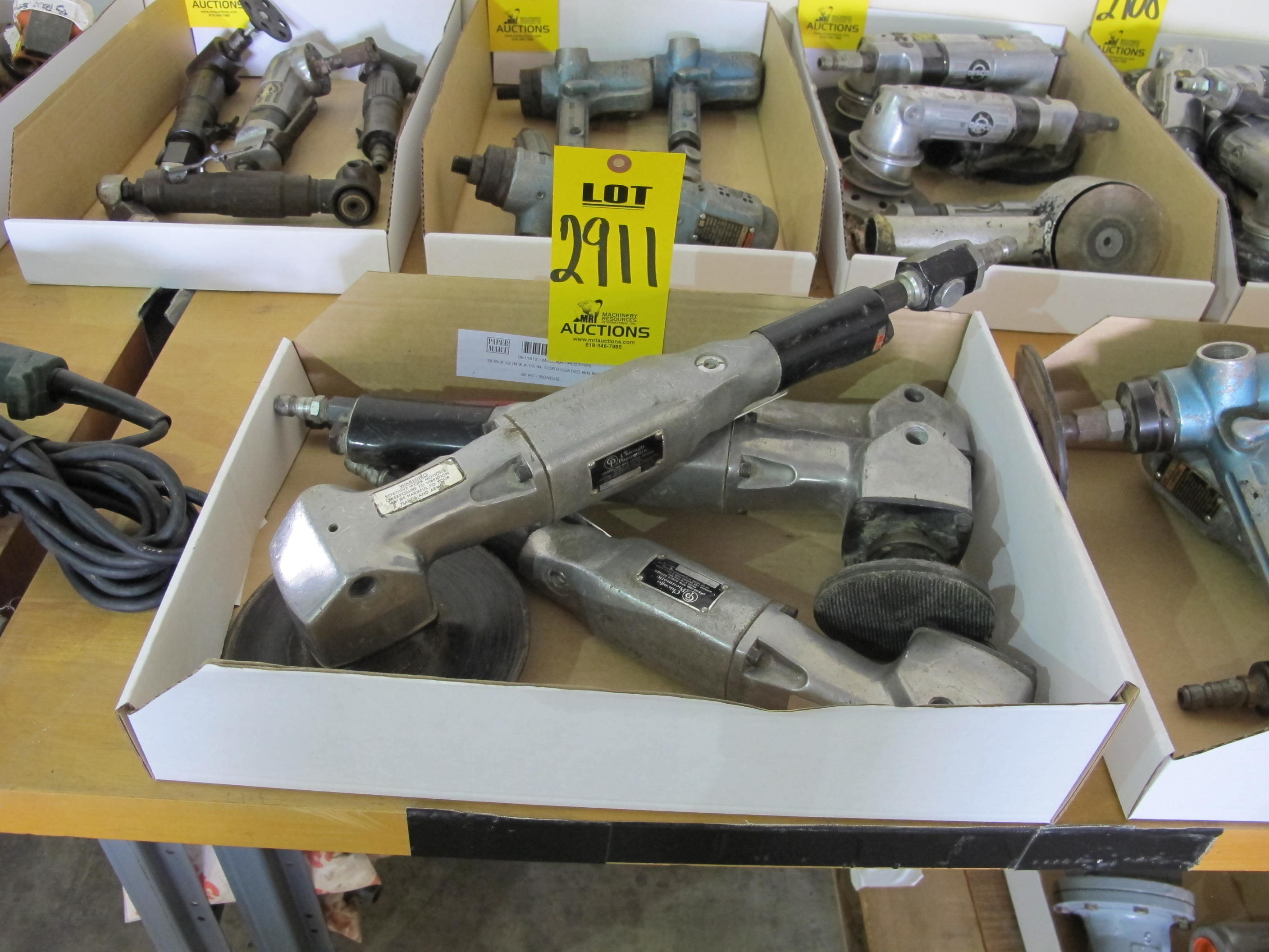 LOT (4) ASSORTED CHICAGO PNEUMATIC ANGLE GRINDERS (W-51) LOADING & HANDLING FEE $5-